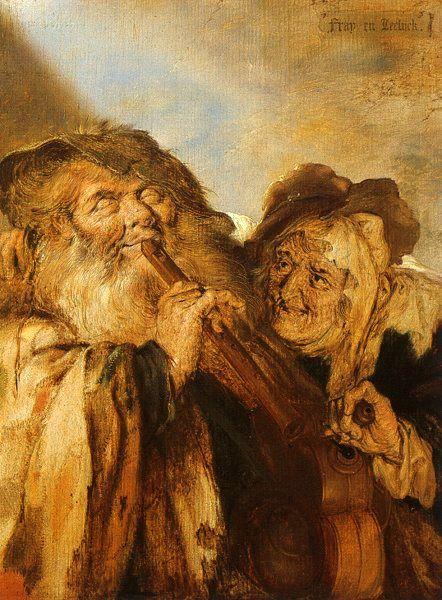 Adriaen Pietersz Vande Venne Beggars Playing Pipes and a Hurdy Gurdy oil painting image